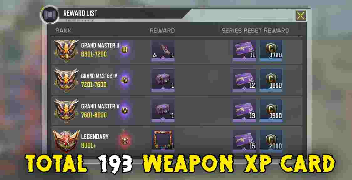 Rank Up in Ranked Games for Weapon XP Card in COD Mobile